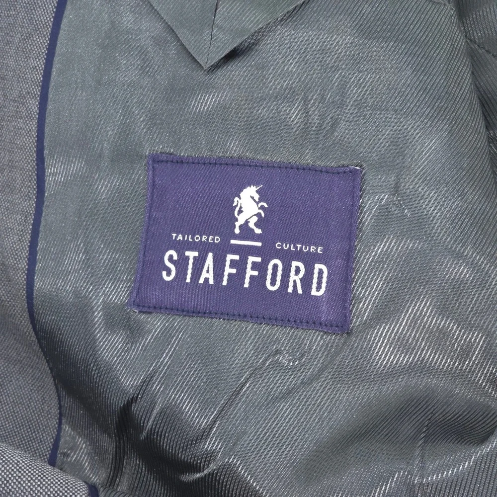 Stafford Mens 42R 100%‎ Wool Gray Crosshatch Sport Coat Blazer Jacket Corpcore
